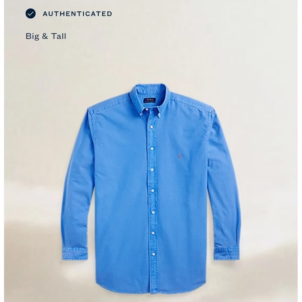 Polo Ralph Lauren Garment Dyed Blue Oxford Button Down Shirt Men's Size 4XLT NWT